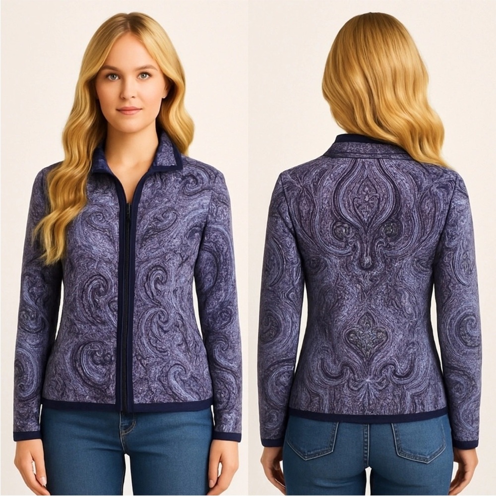 Pendleton purple paisley merino wool zip coat P